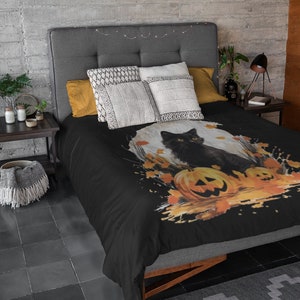 Jolie couverture en peluche chat noir - Halloween amoureux des chats noirs - Couverture pour maman Halloween chat noir - Cadeau douillet parfait pour la saison d'automne - Jeté de chat en peluche