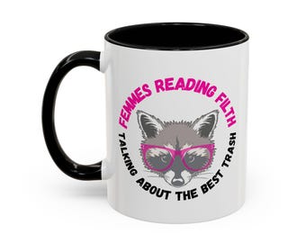Taza de café con diseño de mapache leyendo, 325 ml