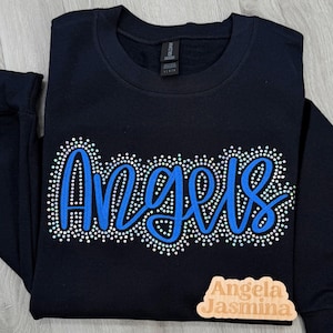 Embroidered Angels Sweatshirt - Baseball Team Shirt  - Embroidered & Bling Crewneck- Game Day Spirit