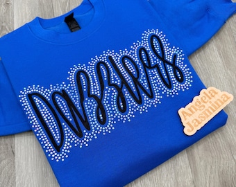 Embroidered Dazzlers Sweatshirt, Custom Cheer Crewneck, Mascot bling and embroidered shirt