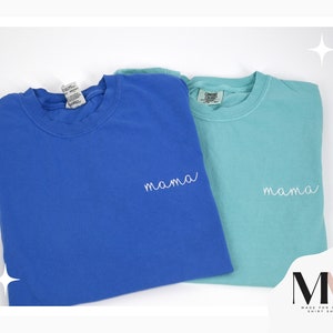 Embroidered Mama Shirt, Small Mama T-shirt, Comfort Colors Mama T-shirt, Custom Mama T-shirt, Minimal Mama Tee