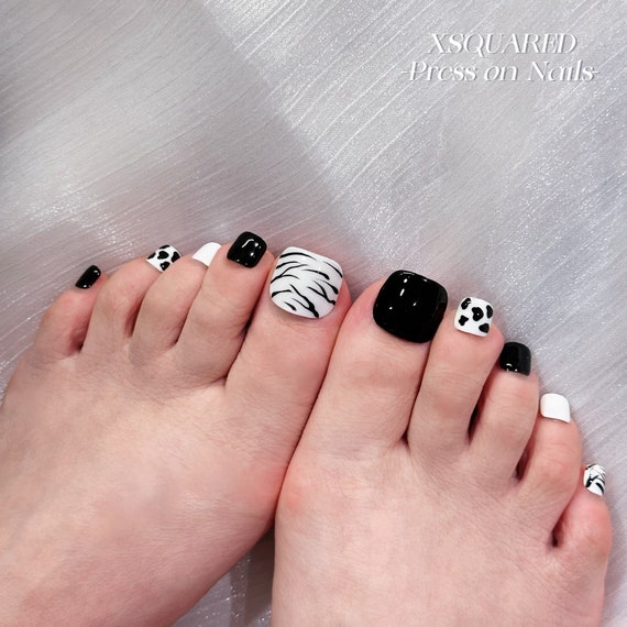 Zebra nails & toes | Zebra print nails, Best acrylic nails, Feet nail design