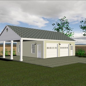 38&#39; X 26&#39; 2-Car Garage - Carport | Full Construction Plan
