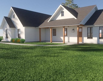Modern Farmhouse ( The Johnson ) | 3 Bed - 2.5 Bath | 1,830 Sq Ft.|  65'-4" W X 52'-11' D