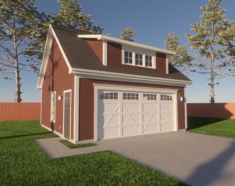 22' X 24' 2-Car Garage with Shed Dormer | Full Construction Plan