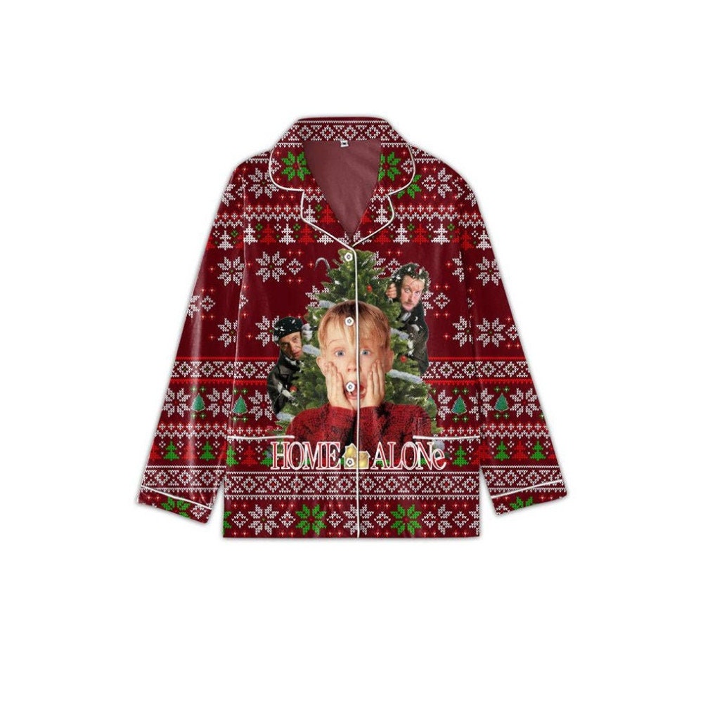 Discover Home Alone Red Christmas Design Pajamas Set, Christmas Movie Pajamas Set, Home Alone Merry Christmas Pajamas Set, Women Pajamas Set Gift