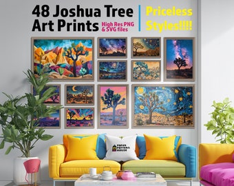 Joshua Tree Art Prints Bundle, Home & Office Decor (SVG, Instant Download)