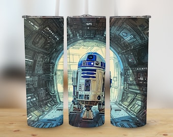 R2D2 Star Wars 20 oz Skinny Tumbler Sublimation Design, Straight & Tapered Wrap, Tumbler Wrap, Tumbler Png, Instant Download