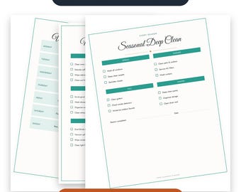 Home Cleaning Planner Printable 14 Pages, Daily Weekly Monthly Seasonal Cleaning Schedules Room Checklists, Instant Download