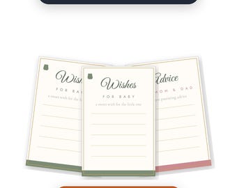 Baby Shower Wishes Cards Printable, Wishes for Baby + Advice for Mom & Dad Guest Cards, Baby Shower Table Sign, Instant Download
