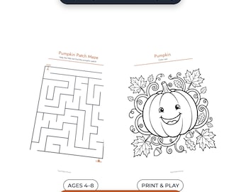 Halloween Activity Pack for Kids, 10 Printable Activity Pages, Maze Word Search Coloring Games, Spooky Fall Fun, Instant Download