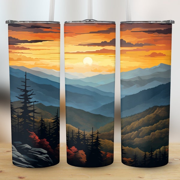 Great Smoky Mountains National Park, 20 oz Skinny Tumbler Sublimation Design, Straight & Tapered Wrap, Tumbler Wrap, Tumbler PNG, SVG