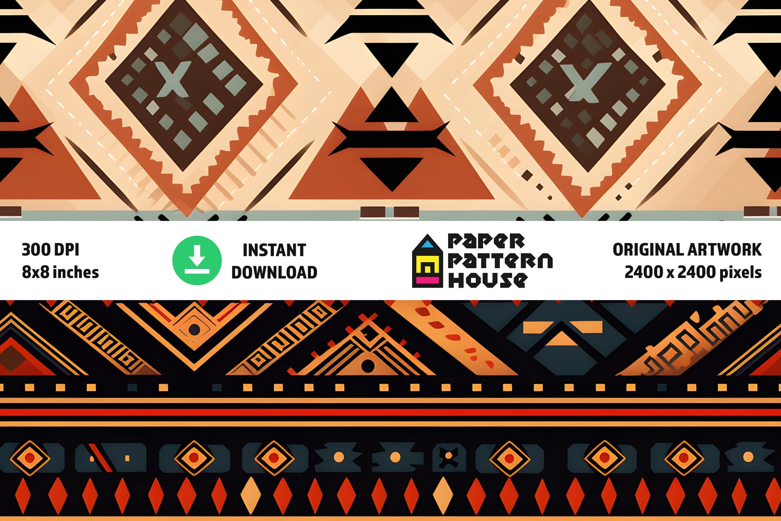 Aztec Pattern Digital Paper Set, Tribal Aztec Textures, Seamless Tribal ...