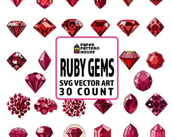 Ruby Gem SVG Clipart Bundle, Vector Art (Commercial Use)