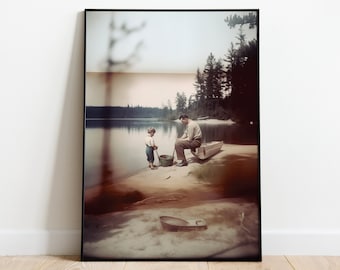 Fishing gift, fisherman gift, father and son, father gift, dad gift, Father's Day print, fishing poster, digital download, instant download