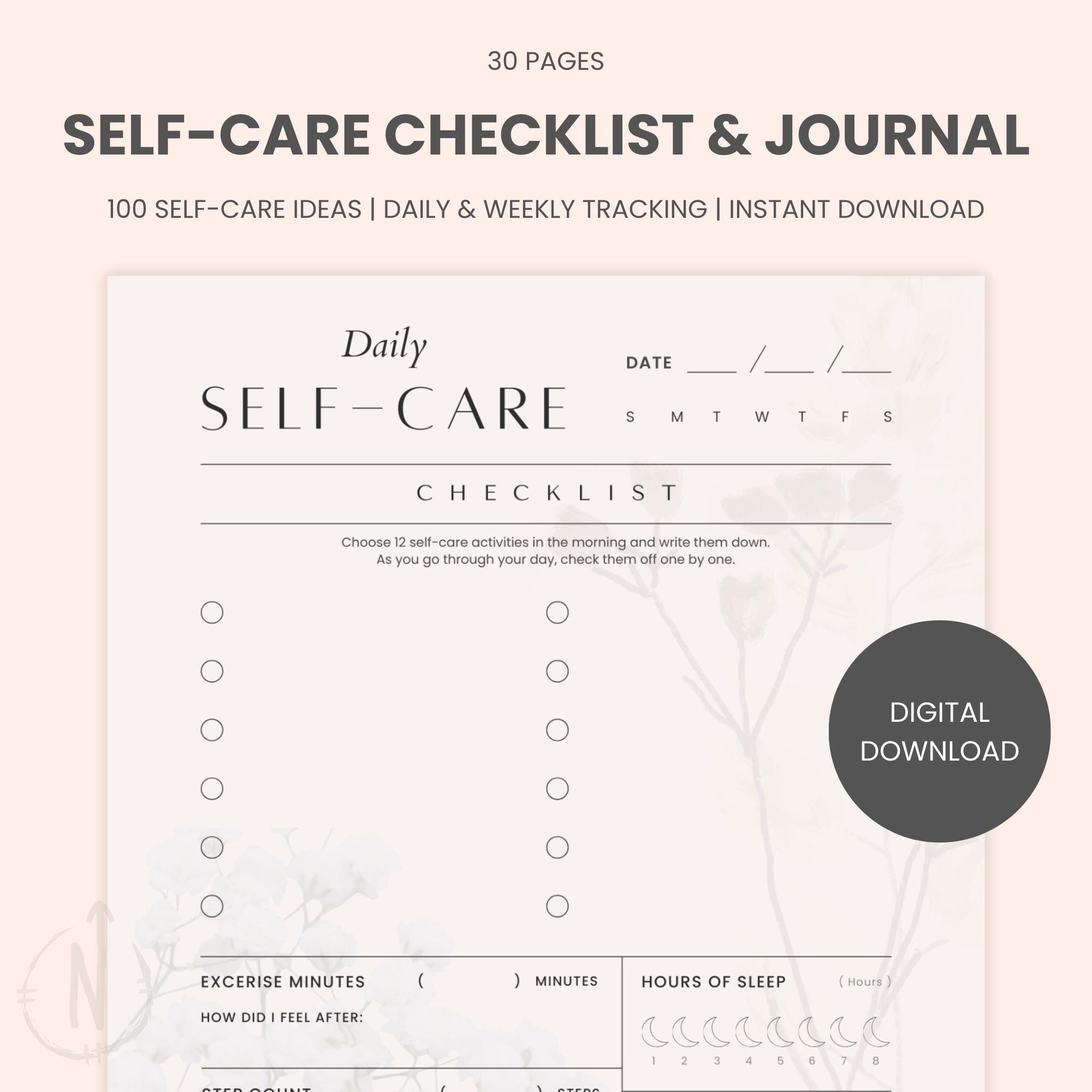 Self Care Checklist Printable | Daily & Weekly Planner | Wellness ...