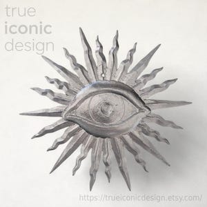 Silver Solar Eye Wall Decor, Moon and Intuition Amulet, Lunar Talisman, Mystic Decoration, Symbol of Clarity