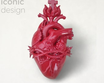 Sacred Heart Ex Voto Wall Decor – Anatomical Painted Decoration – For Grace Received – Modern Sacred Art