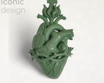 Sacred Heart Ex Voto Wall Decor – Anatomical Painted Decoration – For Grace Received – Modern Sacred Art