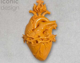 Sacred Heart Ex Voto Wall Decor – Sunny Yellow Daffodil – For Grace Received – Bright Sacred Art