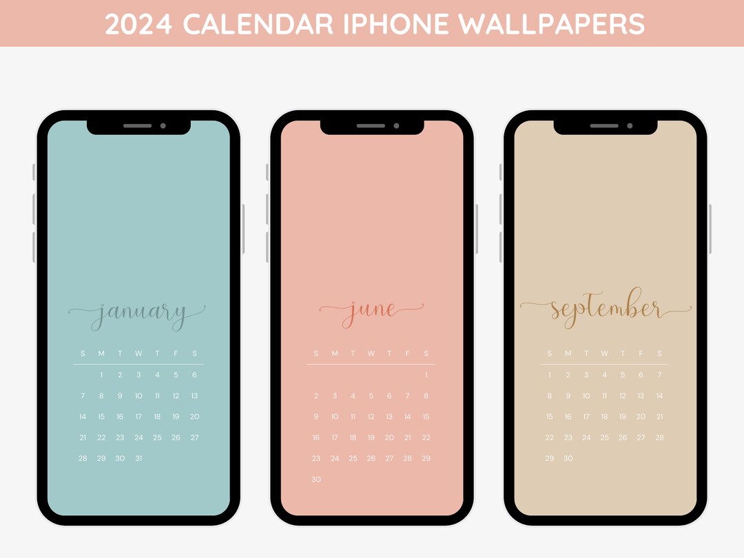2024 Monthly iPhone Calendar Wallpaper 12 iPhone Background Etsy