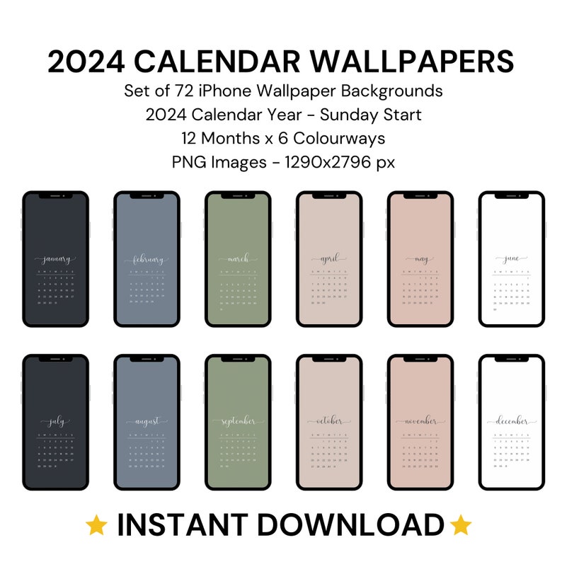 2024 Monthly iPhone Calendar Wallpaper iPhone Background 2024 Calendar