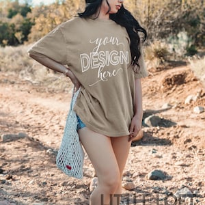 Comfort Colors C1717 KHAKI Shirt Mockup, Comfort Colors Mock up, Oversized, 1717, Comfort Colors Model Mockup, Spring Mockup