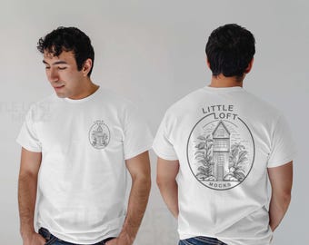 Men's G5000 White T-shirt Mockup Bundle, Male model Gildan T-shirt Mock, Front and Back, Side by Side, Real photography male model