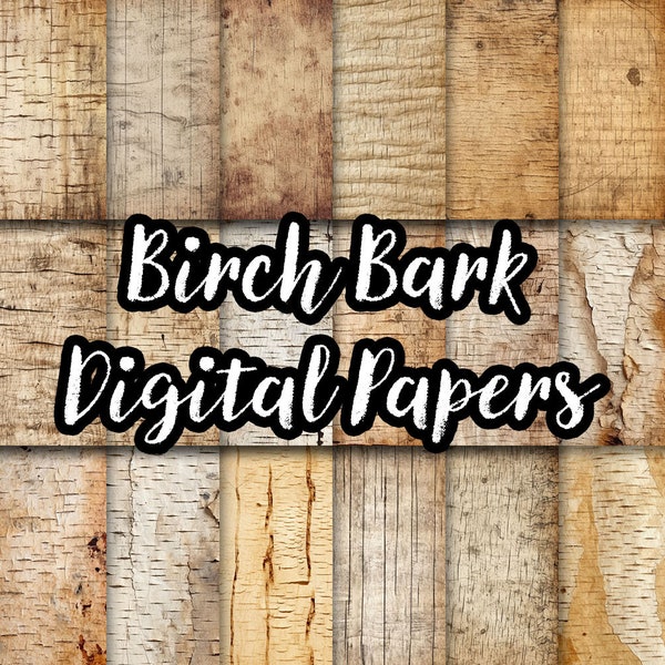 Birch Bark Digital Papers | JPG, Wood Textures, Craft Papers, Scrapbooking, Card Making, Patterns, Commercial Use