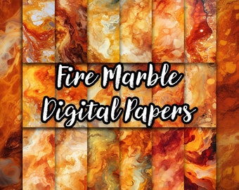 Fire Marble Digital Papers | JPG, Scrapbooking, Red Textures, Orange Backgrounds, Craft Paper, Card Making, Printable, Commercial Use