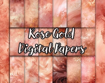 Rose Gold Digital Papers | JPG, Pink Backgrounds, Foil Textures, Card Making, Invitations, Scrapbooking, Commercial Use