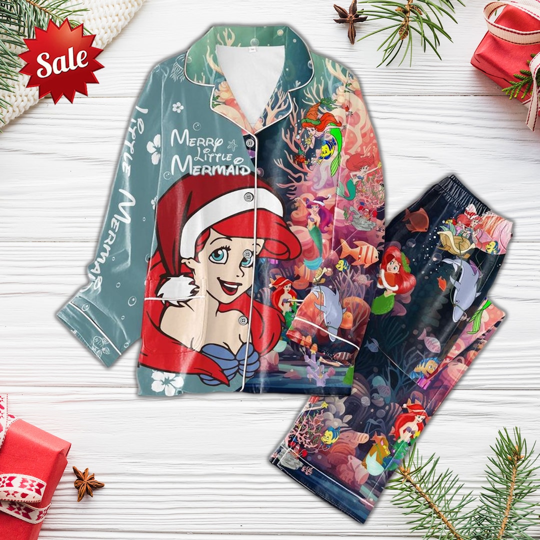 Little Mermaid Pajamas Set Princess Ariel Christmas Pajamas Etsy