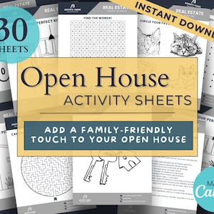 Open House Kids Activity Sheets | Editable, Printable Coloring Worksheets, Word Searches, Puzzles | Perfect for Marketing Real Estate Agents