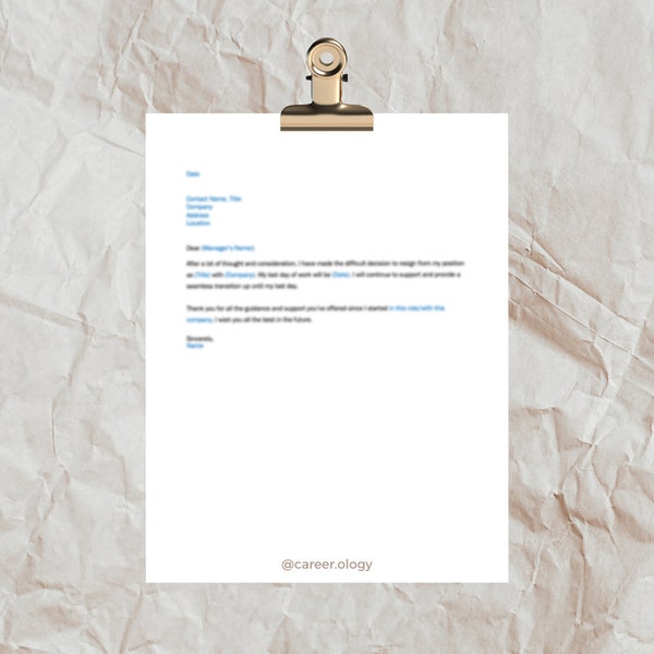 Professional Resignation Letter Template