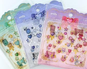 Princess Deco Parts Sticker Sheet Set | Magical Girl Inspired Kawaii Stickers | Pink Blue Purple Phone Case Journal Deco