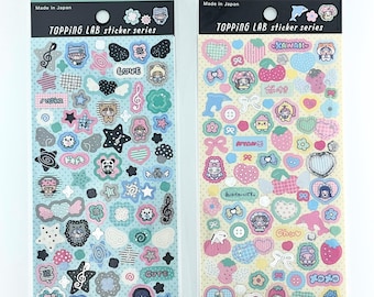 Pastel Deco Sticker Sheets, Mini character Stickers, Y2k, Anime