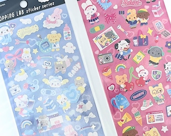 Pastel Angel Animal Stickers & School Life Character Stickers, Sanriocore, Juminocore, Y2K, Phone Case Deco