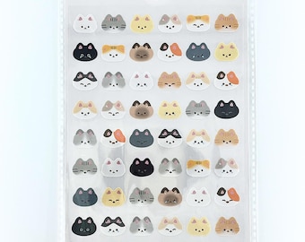 Facial Cat Sticker Sheet / Woodland Animal / Small Animal / Scrapbooking Supplies / Journals / Gift / Card Making