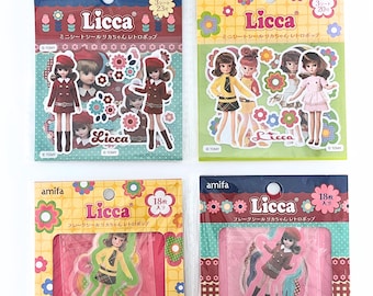 Hoja de pegatinas Licca estilo Mod de los años 60 y paquete de pegatinas con efecto escamas | Pegatinas retro pop, flower power y kawaii