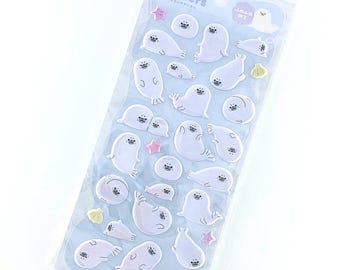 Hoja de pegatinas 3D de focas blancas | Pegatinas de focas de PVC con relieve | Lindas pegatinas de animales del Ártico y la Antártida | Estética polar helada