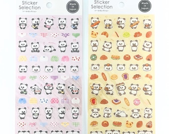 Hojas de pegatinas de mini pandas | Diseños de panadería y ropa interior de pandas | Pegatinas decorativas con humor animal kawaii