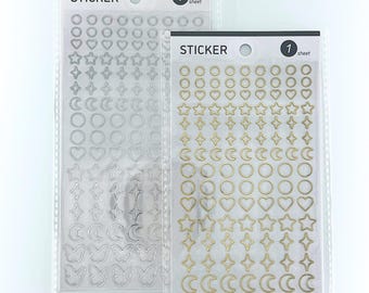 Polco Style Moon Star Butterfly Deco Stickers | Minimal Silver & Gold Sticker Sheets | Chic Metallic Phone Journal Stickers