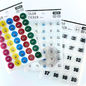 Facial Expression Sticker Sheets | Clear | Colors | Number Sticker | Planners