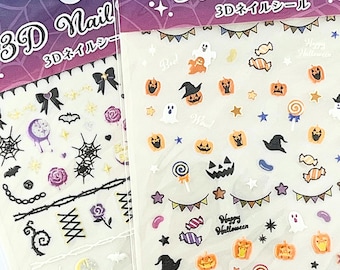 Halloween Nail Stickers | Gothic & Pumpkin Nail Decals | Spider Web, Rose and Moon Nail Art | Cute Spooky Nail Wraps | 2 Designs
