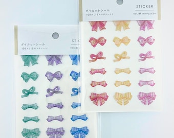 Ribbon Deco Sticker Sheets | Warm Tone & Cool Tone Bow Stickers | Cute Color Palette Planner Phone Journal Decals