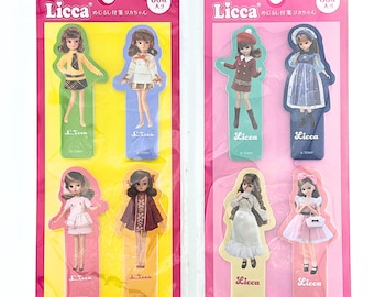 Set de notas adhesivas de muñeca Licca | Notas con adorables muñecas japonesas | Papelería kawaii nostálgica | 2 diseños
