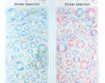 Bubble Sticker Sheets Pink & Blue | Dreamy Transparent PET Soap Bubble Stickers | Kawaii Aesthetic Phone Journal Deco