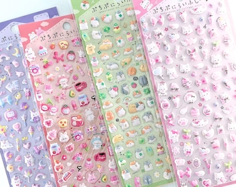 Hoja de pegatinas decorativas 3D de animales pequeños | Mini animales y objetos kawaii | Hoja de pegatinas maximalistas y adorables para fundas de teléfono y agendas