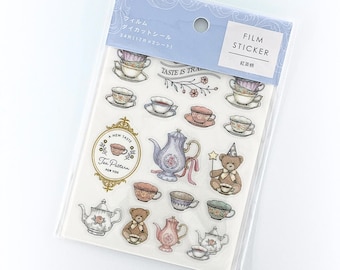 Hoja de pegatinas de juego de té británico | Elegantes pegatinas para la hora del té | Delicadas tazas de té y porcelana inglesa | Ilustración de líneas finas