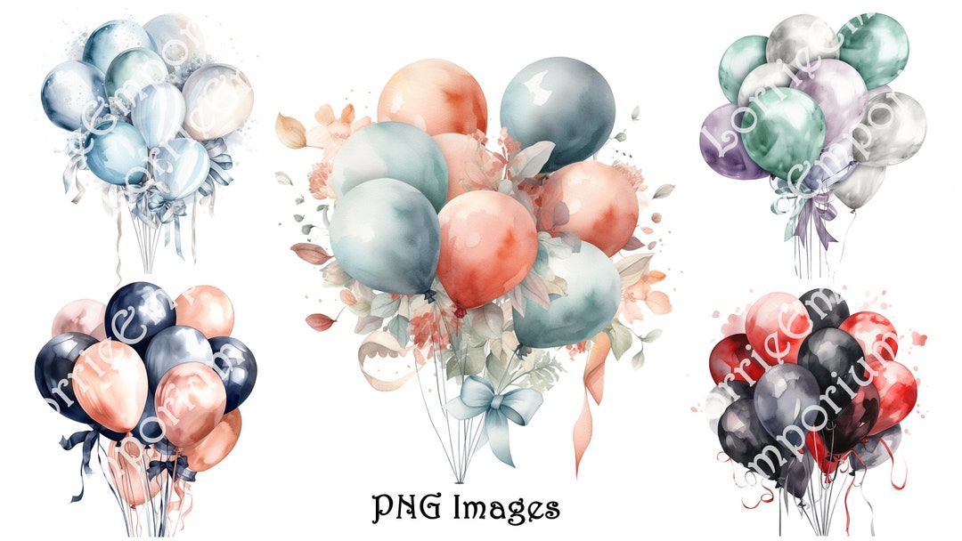 Watercolor Balloon Clipart - Balloons Clip Art, Kids Birthday, Card ...